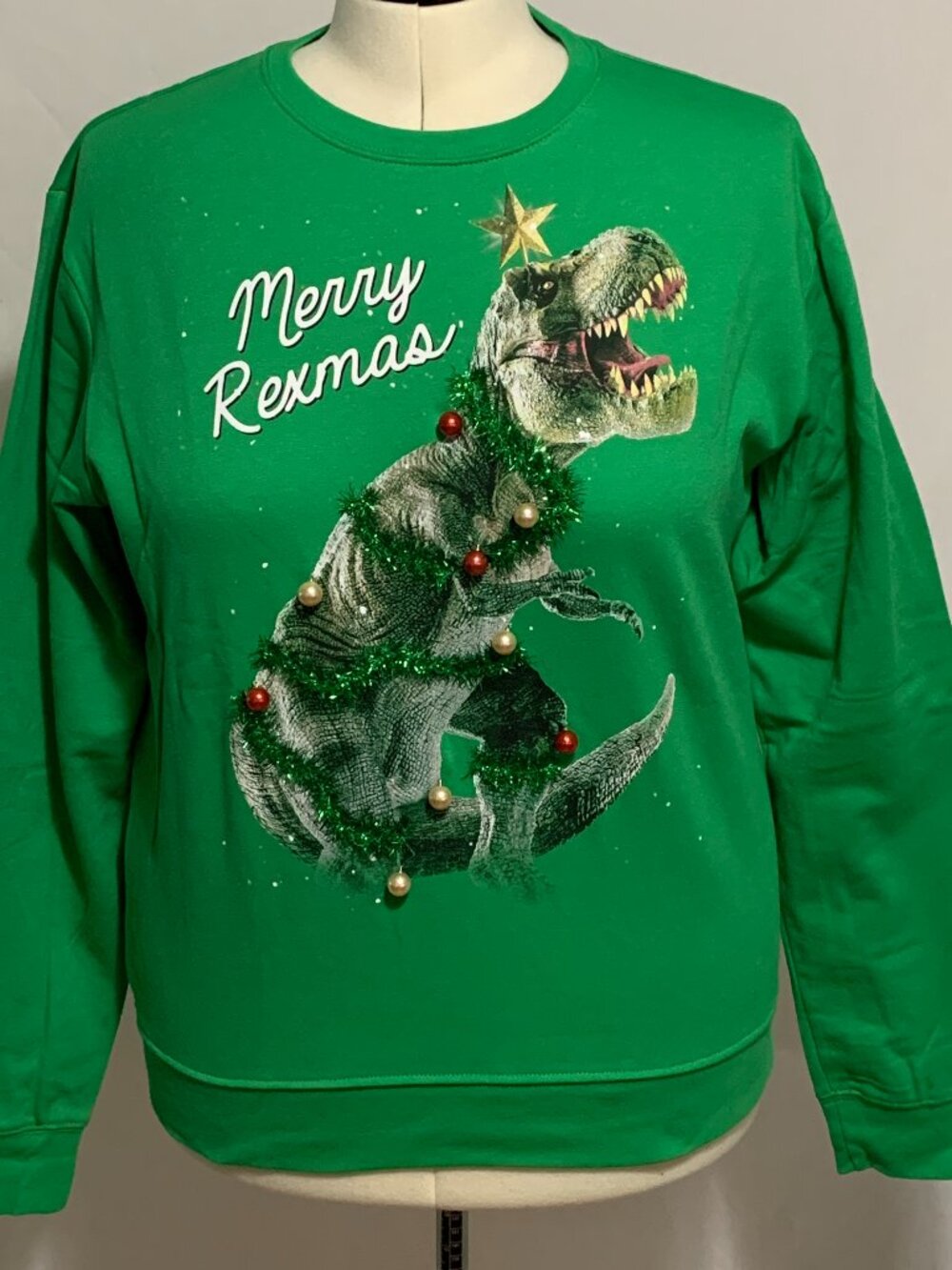 Ugly Christmas Sweatshirt Merry Rexmas T-Rex Dinosaur Tree Red MENS Womens XXL